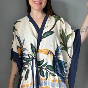 Edição Limitada: Kimono Magnólia pantanal/ Azul petróleo