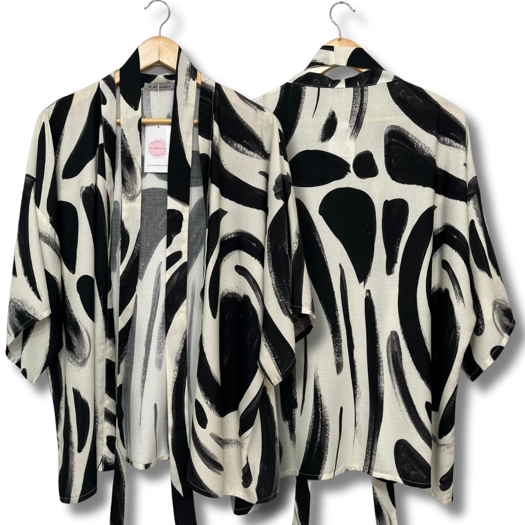 Kimono Peônia abstrata