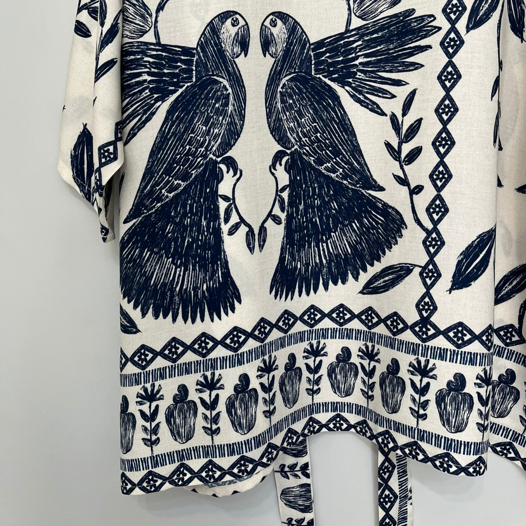Kimono Peônia arara azul - Imagem 3
