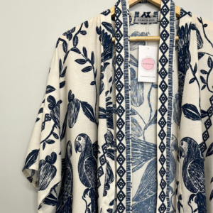 Kimono Peônia arara azul