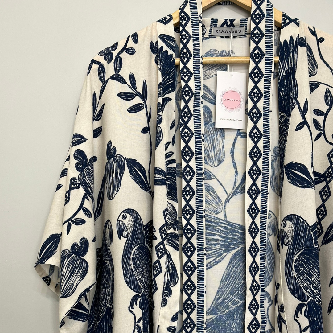 Kimono Peônia arara azul - Imagem 2