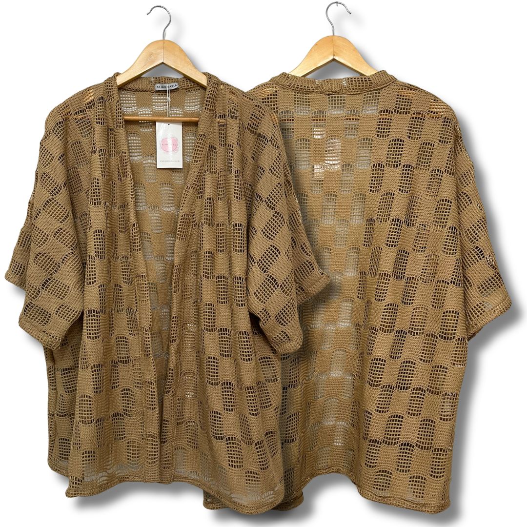 Coleção de inverno: Kimono Tricô tela caramelo